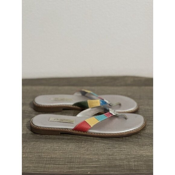 Brighton Orla Sandals Thong 7.5 Patchwork Leather Multicolor Heart With Box* - Picture 6 of 10